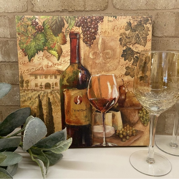 Wine Lovers Artwork on Canvas, 11.5" Square - Picture 1 of 5
